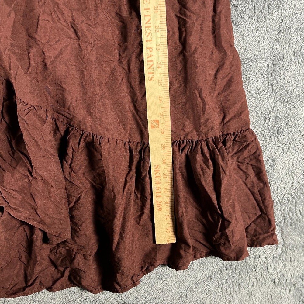 Rusttydustty Midi Skirt Womens 2XL Brown Chinch Ruffle Hem Elastic Waist Pull On - Picture 6 of 7